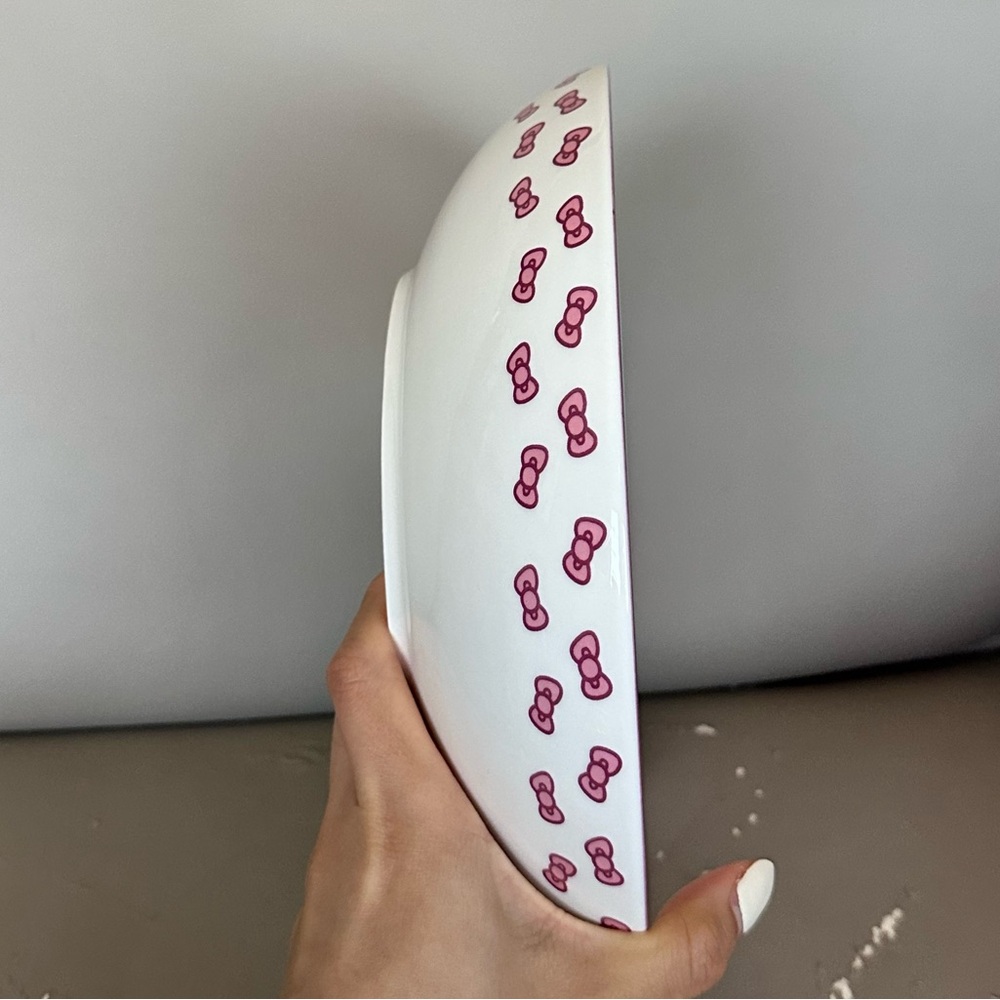 Hello Kitty Ceramic Bowl Serving Plate - Pink Stripes - Picture 3 of 5